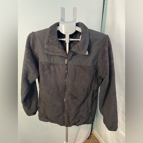 North Face Kids Jacket size XL (18) Black Fleece Furry‎ Full Zip Collared - Picture 1 of 7